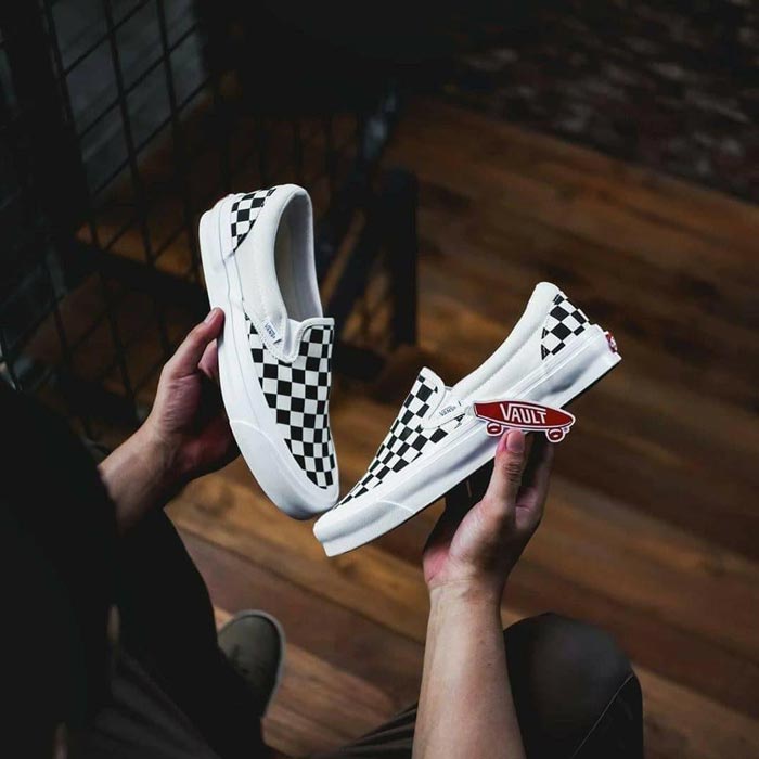 Vans vault checkerboard shops on feet